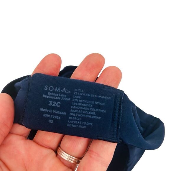Soma Enbliss wireless lace j hook bra size 32C navy blue - Picture 4 of 4